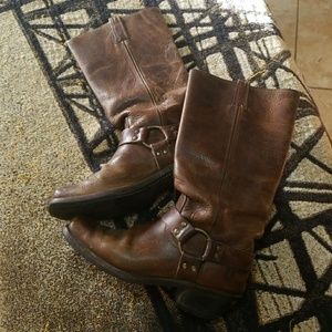Frye 15R Harness Boots in Dark Brown